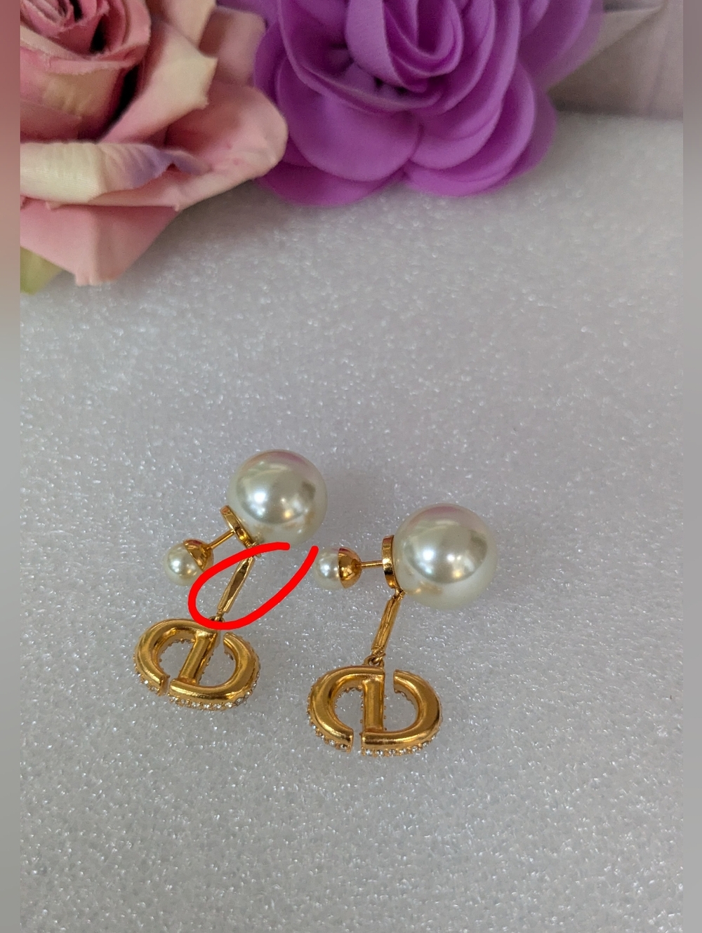 Dior Tribal Earrings CD logo embedded with pearls and crystals - Picture 5 of 7